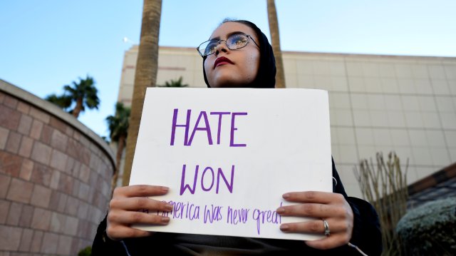 Anti-Trump-Demonstrantin in Las Vegas