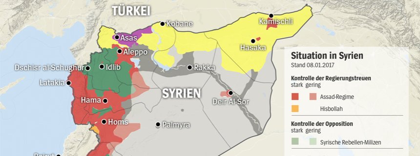 Frontverläufe in Syrien